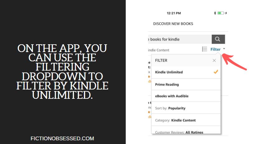 kindle unlimited filter in the app